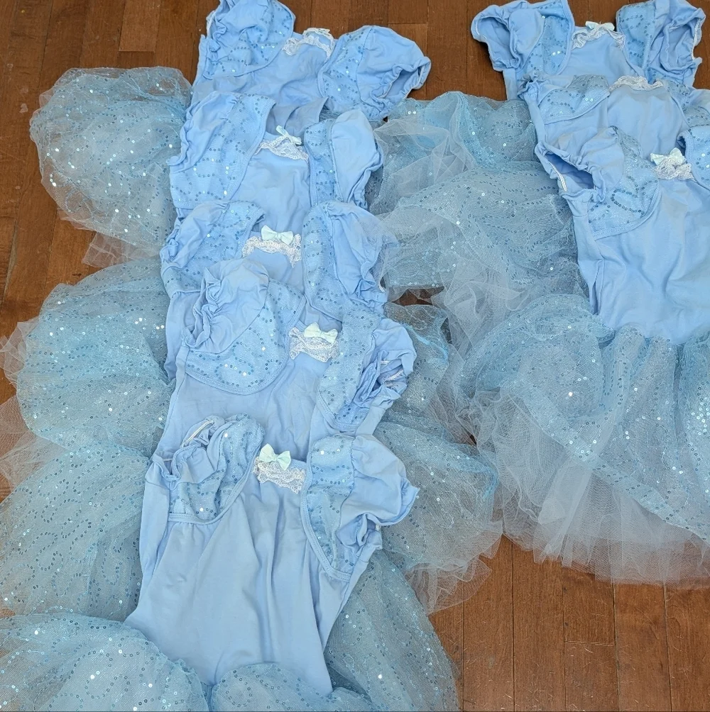 La Petite Ballerina Blue Puff Short Sleeve Tutu Ballet Dance Costume Lot Of 18
